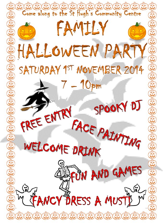 St Hugh's Family Halloween Party Saturday 1st November 2014