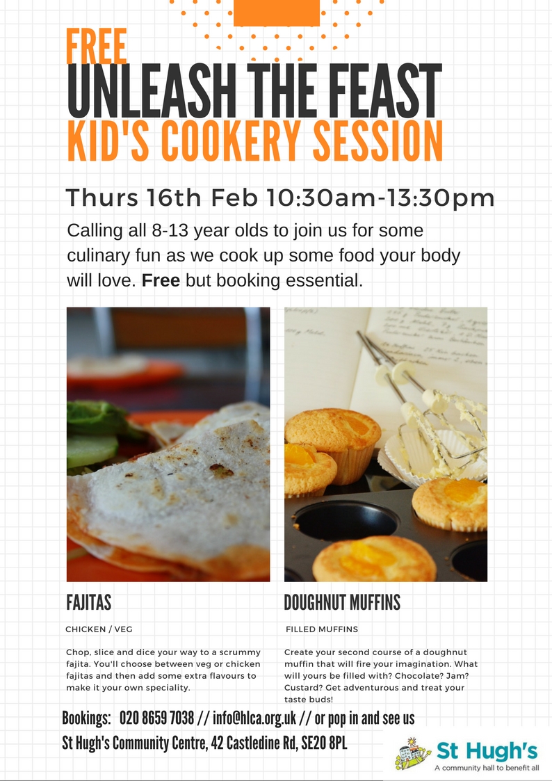 Kids Cookery - 10:30am to 1:30pm - Thursday 16th February 2017