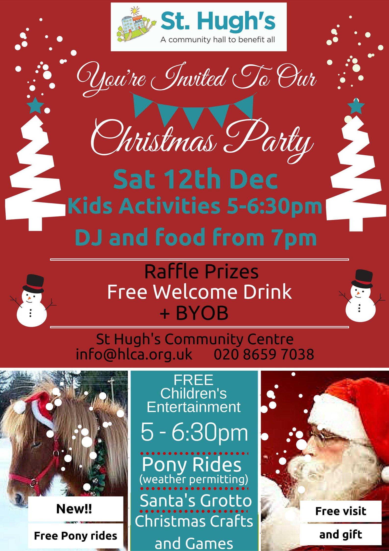 St Hugh's Christmas Party - Saturday 12th December 2015 - poster